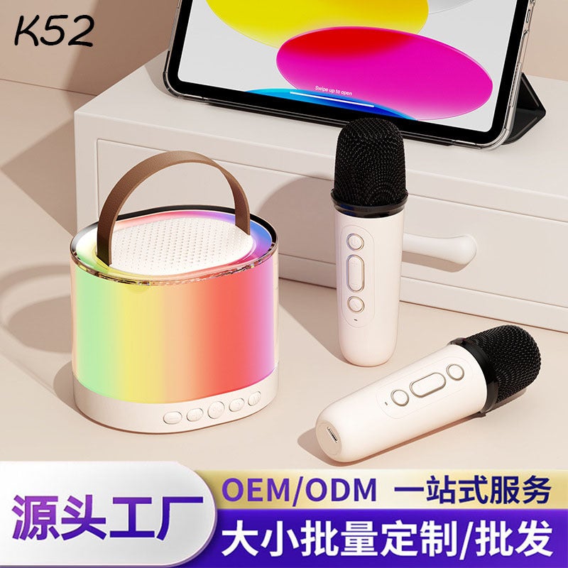 Popular Karaoke Bluetooth Speaker Outdoor Live Broadcast Home Ktv With Microphone Singing Dual-Mic K52 Bluetooth Speaker - Image 3